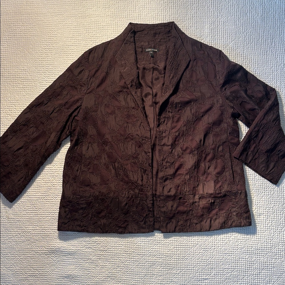 Eileen Fisher Silk & Cotton Black Cherry Blazer, Size Small, NWOT, Lightweight